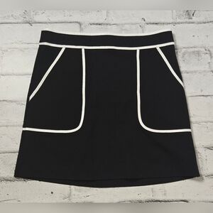Joe Fresh Black A-Line Mini Skirt White Trim Contrast Pocket Size 6